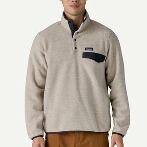 Patagonia Beige Pullover Fleece with Navy Trim